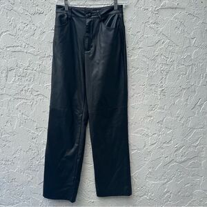ZARA Pants Women Size‎ XS Faux Leather Straight Leg Black High Rise Full Length